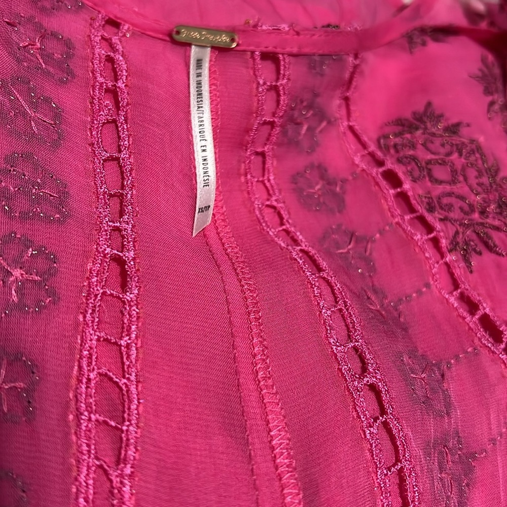 NWT Free People Party New Moon Beaded Chiffon Tunic Dress Pink, XS - Picture 14 of 16
